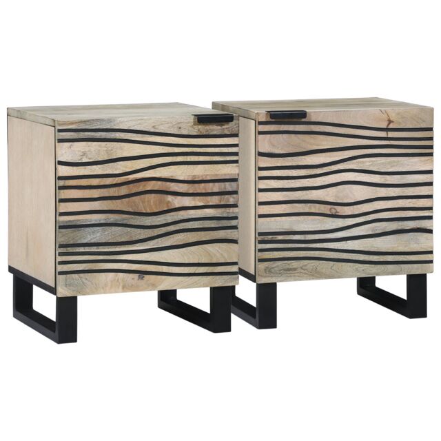 Berkfield Home Bedside Tables 2 pcs Natural 40 x 33.5 x 46 cm in Brown - image 1