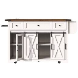 Merax Mobile Kitchen Island Trolley with Drop Leaf Worktop & Storage in White - thumbnail 7