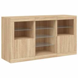 Berkfield Home Sideboard with LED Lights Sonoma Oak 123x37x67 cm in Natural - Size: 123 x 37 x 67 cm - thumbnail 5