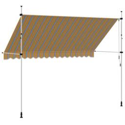 Berkfield Home Manual Retractable Awning 350 cm Yellow & Blue Stripes - thumbnail 4