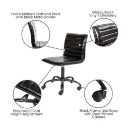 FORGEVIO Executive Office Chair Black PU Leather Adjustable Height Swivel - thumbnail 6