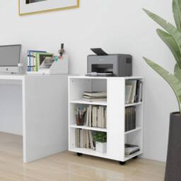 Berkfield Home Rolling Cabinet White 60x35x75 cm Engineered Wood - Size: 60 x 35 x 75 cm - thumbnail 2