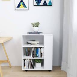 Berkfield Home Rolling Cabinet White 60x35x75 cm Engineered Wood - Size: 60 x 35 x 75 cm - thumbnail 1