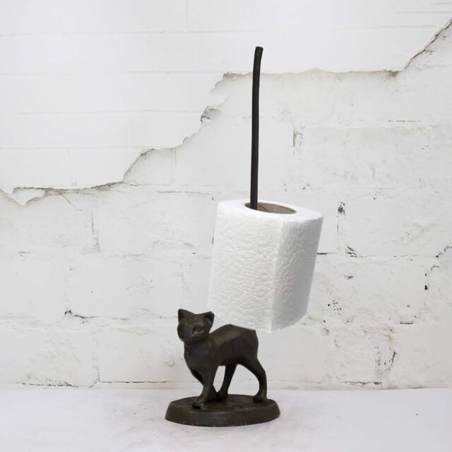 Marco Paul Metal Black Cat Toilet Roll Holder Bathroom Storage 32cm