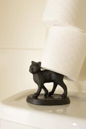 Marco Paul Metal Black Cat Toilet Roll Holder Bathroom Storage 32cm - thumbnail 4