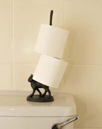 Marco Paul Metal Black Cat Toilet Roll Holder Bathroom Storage 32cm - thumbnail 5