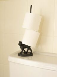 Marco Paul Metal Black Cat Toilet Roll Holder Bathroom Storage 32cm - thumbnail 2