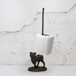 Marco Paul Metal Black Cat Toilet Roll Holder Bathroom Storage 32cm - thumbnail 1