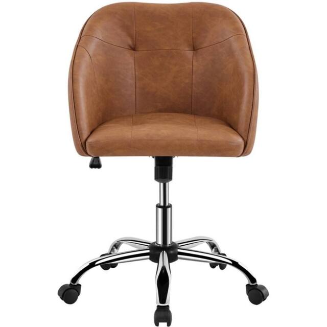 Kelvenix Retro Brown Velvet Desk Chair Vanity Chair Swivel Chair Adjustable Height - image 1