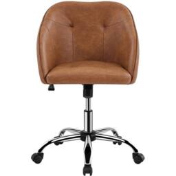 Kelvenix Retro Brown Velvet Desk Chair Vanity Chair Swivel Chair Adjustable Height