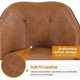 Kelvenix Retro Brown Velvet Desk Chair Vanity Chair Swivel Chair Adjustable Height - thumbnail 4