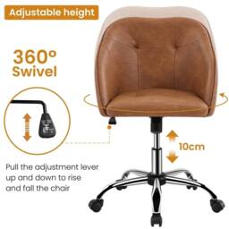 Kelvenix Retro Brown Velvet Desk Chair Vanity Chair Swivel Chair Adjustable Height - thumbnail 7