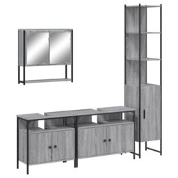 Berkfield Home 4 Piece Bathroom Furniture Set Grey Sonoma Engineered Wood - thumbnail 2