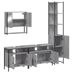 Berkfield Home 4 Piece Bathroom Furniture Set Grey Sonoma Engineered Wood - thumbnail 5