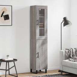 Berkfield Home Highboard Grey Sonoma 34.5x34x180 cm Engineered Wood - thumbnail 2