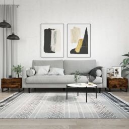 Berkfield Home Coffee Tables 2 pcs Smoked Oak 50x46x35 cm Engineered Wood in Brown - Size: 50 x 46 x 35 cm - thumbnail 1