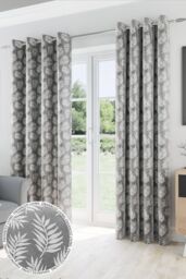 Enhanced Living Floral Leaf Pattern Thermal Room Darkening Pair of Curtains With Eyelets For Living Room & Bedroom - Size: 168 cm width x 229 cm drop