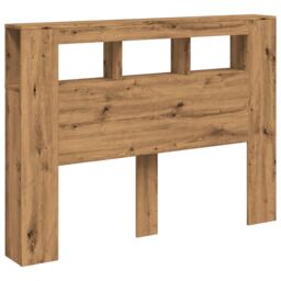Berkfield Home LED Headboard Artisan Oak 140x18.5x103.5 cm Engineered Wood in Brown - thumbnail 3