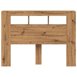 Berkfield Home LED Headboard Artisan Oak 140x18.5x103.5 cm Engineered Wood in Brown - thumbnail 6