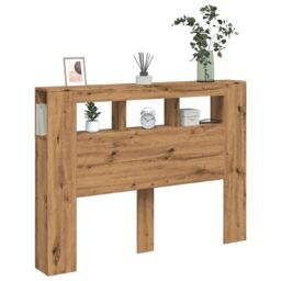 Berkfield Home LED Headboard Artisan Oak 140x18.5x103.5 cm Engineered Wood in Brown - thumbnail 5