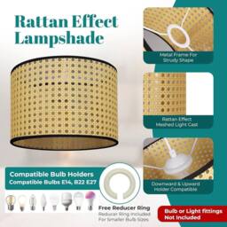 EONLION Rattan Lamp Shade for Ceiling & Chandeliers in Beige - thumbnail 3