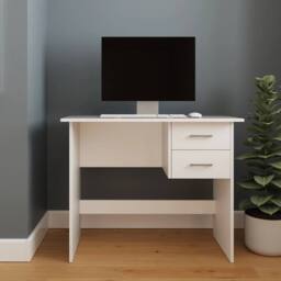 FORGEVIO Bailey 2 Drawer Writing Desk in White - thumbnail 3