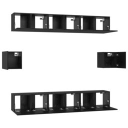 Berkfield Home TV Cabinet Set 8 pcs Black oak 60 x 30 x 30 cm Engineered wood - thumbnail 7