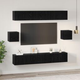 Berkfield Home TV Cabinet Set 8 pcs Black oak 60 x 30 x 30 cm Engineered wood - thumbnail 4