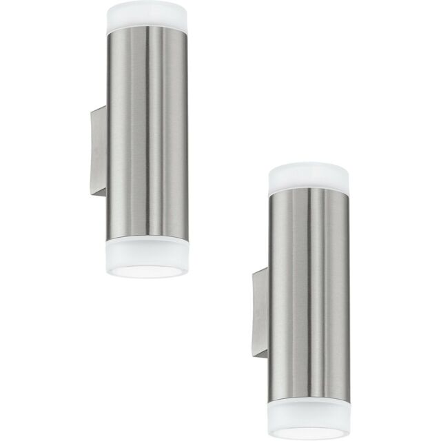 Loops 2 PACK IP44 Outdoor Up & Down Wall Light Stainless Steel 3W GU10 Porch Lamp in Metallics - image 1
