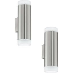 Loops 2 PACK IP44 Outdoor Up & Down Wall Light Stainless Steel 3W GU10 Porch Lamp in Metallics