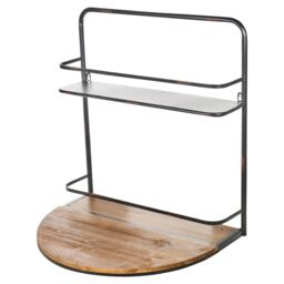 EONLION Wall Mounted Metal Foldable Wooden Wine Bar in Black - thumbnail 3