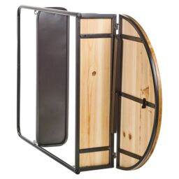 EONLION Wall Mounted Metal Foldable Wooden Wine Bar in Black - thumbnail 2