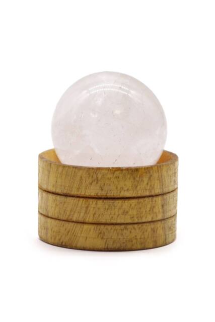 KDMD Clear Quartz Gemstone Sphere 40mm with Stand for Meditation & Decor in White - image 1