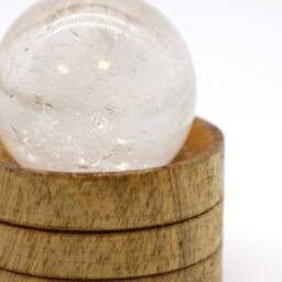 KDMD Clear Quartz Gemstone Sphere 40mm with Stand for Meditation & Decor in White - thumbnail 2