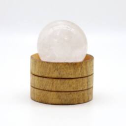 KDMD Clear Quartz Gemstone Sphere 40mm with Stand for Meditation & Decor in White - thumbnail 3