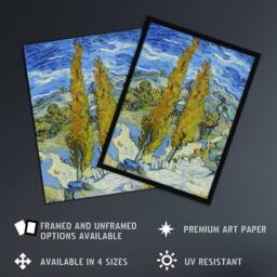 "Artery8 The Poplars at Saint Remy Van Gogh Vintage Framed Wall Art Print in Blue - Size: W12"" x H16""" - thumbnail 2