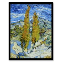 "Artery8 The Poplars at Saint Remy Van Gogh Vintage Framed Wall Art Print in Blue - Size: W12"" x H16""" - thumbnail 1