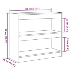 Berkfield Home Book Cabinet/Room Divider Artisan Oak 80x30x72 cm in Brown - Size: 80 x 30 x 72 cm - thumbnail 9