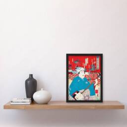 Artery8 Kunichika Samisen Framed Wall Art Komakichi Kanda Festival Theatre - Size: A4 - thumbnail 2