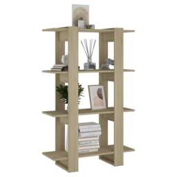 Berkfield Home Classic Book Cabinet/Room Divider Sonoma Oak 80x30x123.5 cm in Light Oak - thumbnail 4