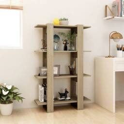 Berkfield Home Classic Book Cabinet/Room Divider Sonoma Oak 80x30x123.5 cm in Light Oak - thumbnail 1