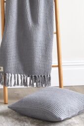 Appletree 'Bruges' Filled Cushion With Geo Waffle Texture in Silver - Size: 43 cm x 43 cm - thumbnail 3