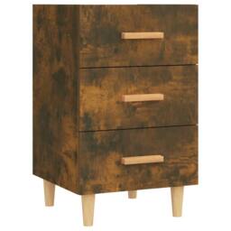Berkfield Home Elegant Bedside Cabinet Smoked Oak 40x40x66 cm Engineered Wood in Brown - Size: 40 x 40 x 66 cm - thumbnail 3