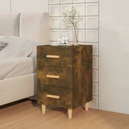 Berkfield Home Elegant Bedside Cabinet Smoked Oak 40x40x66 cm Engineered Wood in Brown - Size: 40 x 40 x 66 cm - thumbnail 1
