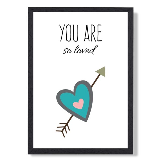 ARTZE You are So Loved Blue Tribal Quote Framed Print SIZE: A4 with Black Frame in Bright Blue - image 1