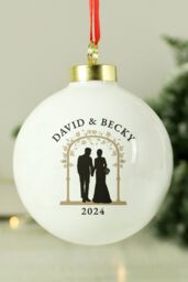 Personalised Memento Company Personalised Mr & Mrs Bauble in White - thumbnail 3