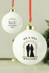 Personalised Memento Company Personalised Mr & Mrs Bauble in White - thumbnail 4