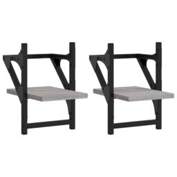 Berkfield Home Wall Shelves with Bars 2 pcs Grey Sonoma 20x25x30 cm - Size: 20 x 25 x 30 cm - thumbnail 2