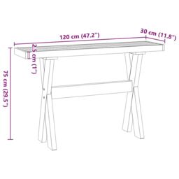 Berkfield Home Console Table NOAIN X-Shaped Legs 120x30x75 cm Solid Wood Pine in Brown - Size: 120 x 30 x 75 cm - thumbnail 9