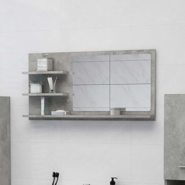 Berkfield Home Bathroom Mirror Concrete Grey 90x10.5x45 cm Engineered Wood - image 1